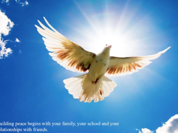 Building peace begins with your family, your school and your relationships with