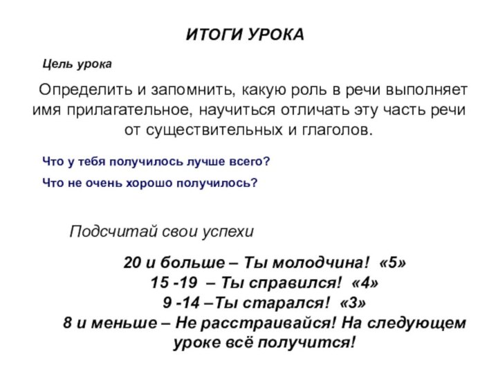 20 и больше – Ты молодчина! «5»15 -19 – Ты справился! «4»9