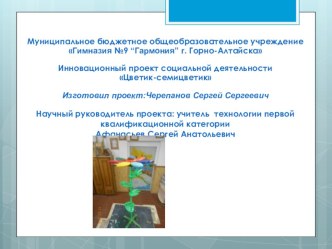 Презентация по технологии.Цветик-семицветикИнновационный проект социальной деятельности