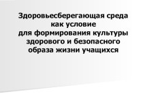 Здоровьесберегающая среда как условие для формирования культуры здорового и безопасного образа жизни учащихся