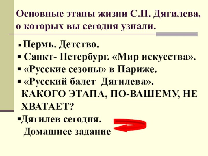 Основные этапы жизни С.П. Дягилева, о которых вы сегодня узнали. Пермь. Детство.