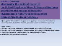 Презентация для открытого бинарного урока по английскому языку и правоведению на тему Сравнение политических систем Великобритании и Российской Федерации (1 курс на базе 9 класса/10 класс)