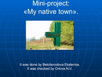 Презентация по английскому языку на тему My native town (11 класс)