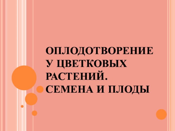 ОПЛОДОТВОРЕНИЕ У ЦВЕТКОВЫХ РАСТЕНИЙ.  СЕМЕНА И ПЛОДЫ