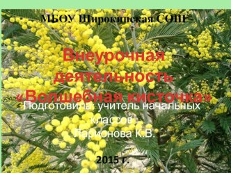 Презентация внеурочной деятельности  Весенняя сказка .Рисуем веточки мимозы