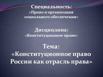 Презентация по конституционному праву на тему Конституционное право как отрасль права