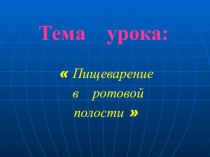 Пищеварение в ротовой полости