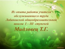 Из опыта работы учителя обслуживающего труда Лобановской общеобразовательной школы I – III ступеней Мидловец Т.Г.