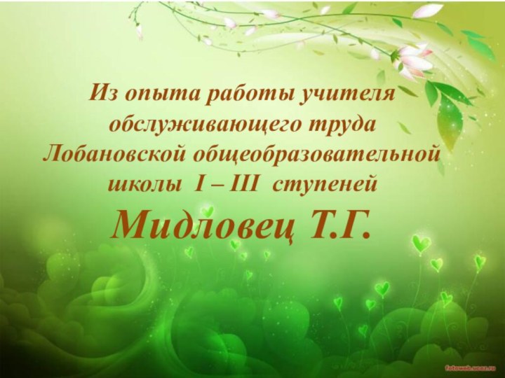 Из опыта работы учителя обслуживающего труда  Лобановской общеобразовательной школы