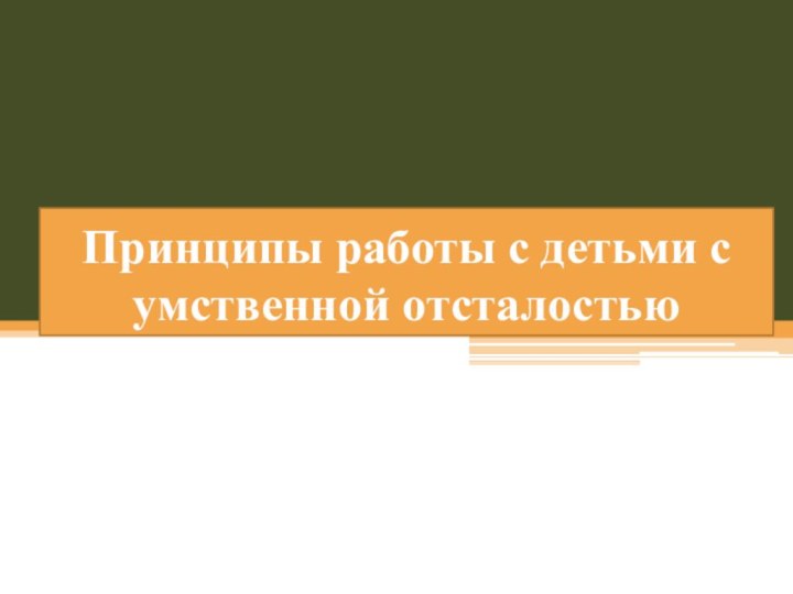 Принципы работы с детьми с умственной отсталостью