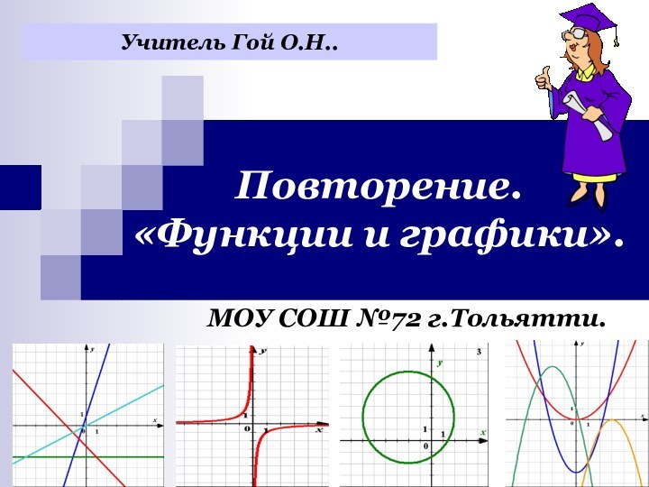 Повторение. «Функции и графики».МОУ СОШ №72 г.Тольятти.Учитель Гой О.Н..