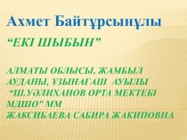 Презентация по казахской литературе на тему “Екі шыбын”