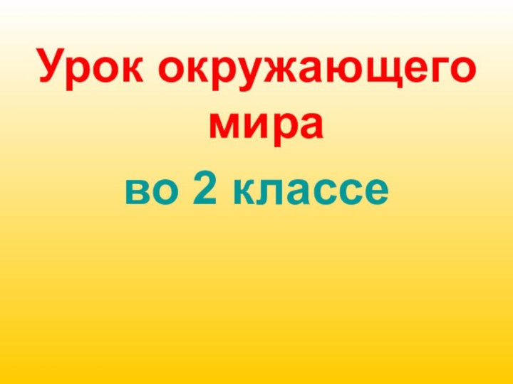 Урок окружающего мира во 2 классе