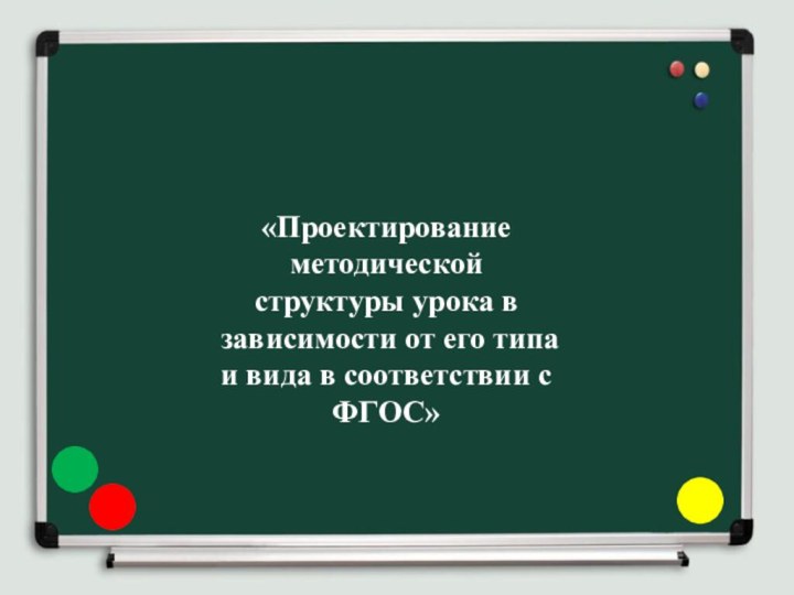 «Проектирование методической структуры урока в зависимости от его типа и вида в соответствии с ФГОС»