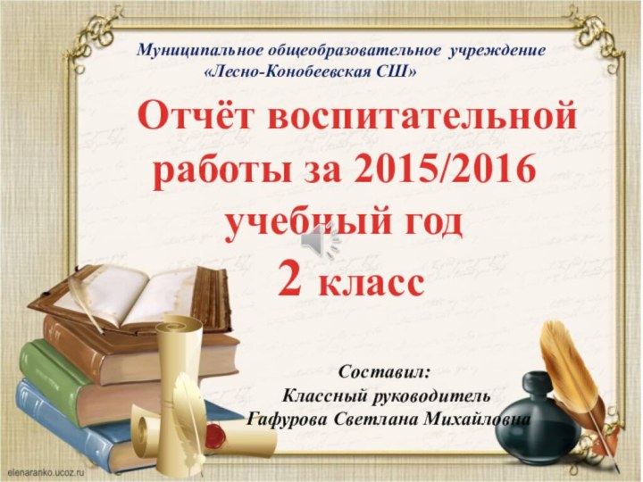 Отчёт воспитательной работы за 2015/2016 учебный год 2 классСоставил: Классный руководитель