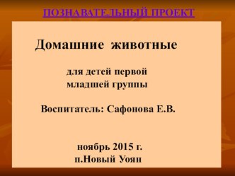 Презентация проекта Домашние животные