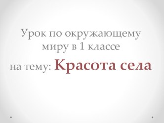 Презентация по окружающему миру на тему Красота села