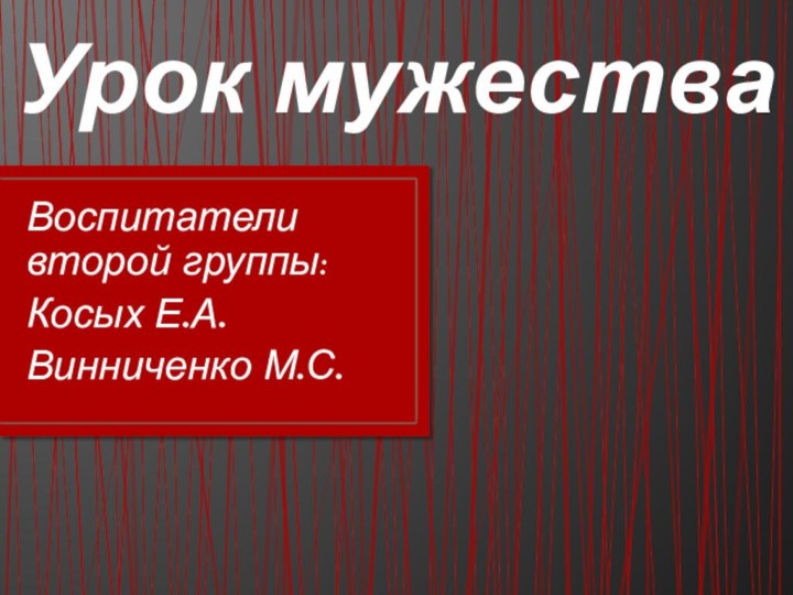 Урок мужестваВоспитатели второй группы:Косых Е.А.Винниченко М.С.