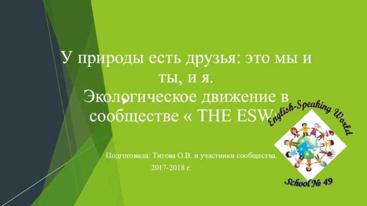 У природы есть друзья: это мы и ты, и я. Экологическое движение