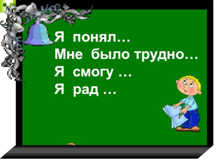 Я понял…Мне было трудно…Я смогу …Я рад …