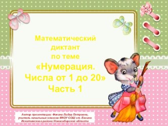 МД Нумерация. Числа от 1 до 20. Часть 1