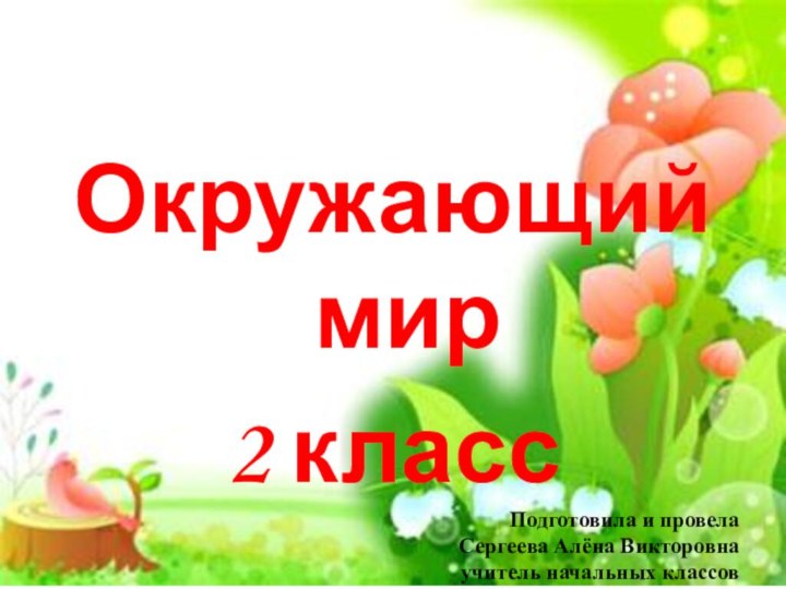 Окружающий мир2 классПодготовила и провелаСергеева Алёна Викторовнаучитель начальных классовМОАУ СОШ с. Новосергеевка