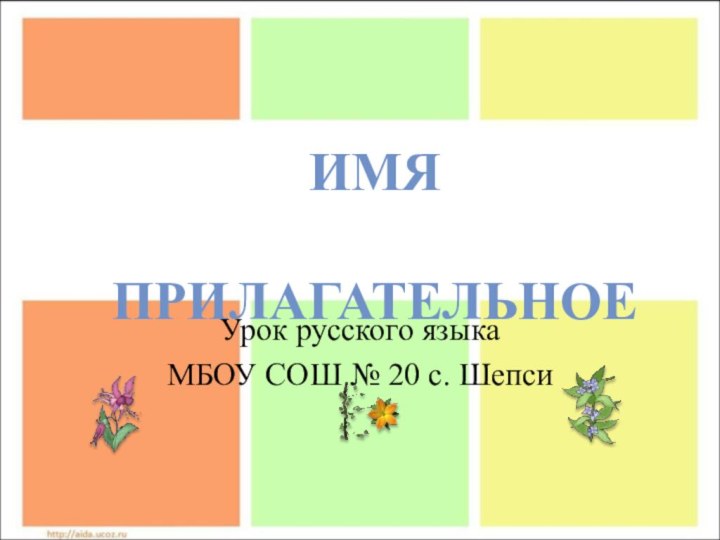 Урок русского языка МБОУ СОШ № 20 с. ШепсиИМЯ ПРИЛАГАТЕЛЬНОЕ