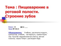 Презентация по биологии к уроку Пищеварение в ротовой полости (8класс)