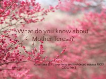 Презентация: What do you know about Mother Teresa? к серии уроков об известных людях