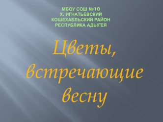 Презентация Первоцветы к уроку по ознакомлению с окружающим миром