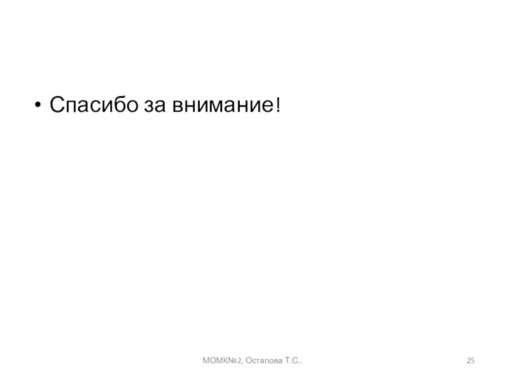 Спасибо за внимание!МОМК№2, Остапова Т.С..