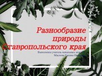 Презентация по окружающему миру на тему:  Разнообразие природы Ставропольского края 3 класс
