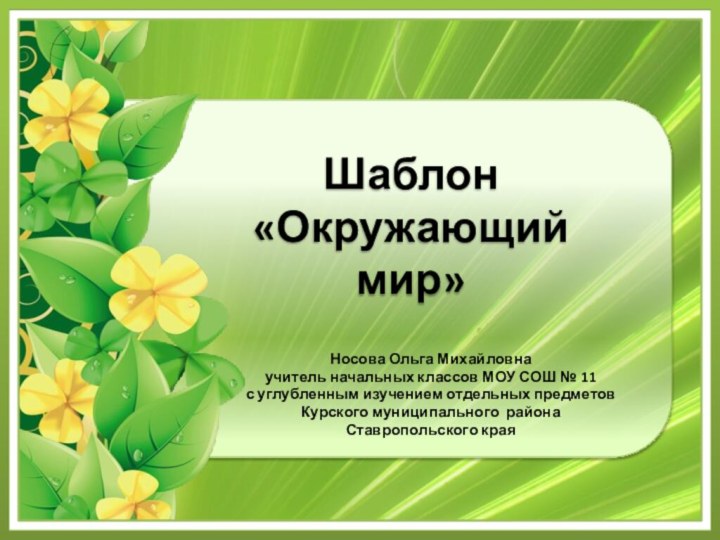 Шаблон  «Окружающий мир»Носова Ольга Михайловнаучитель начальных классов МОУ СОШ № 11с