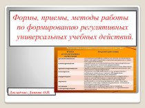 Презентация к тематическому педсовету на тему Формы, приемы, методы работы по формированию регулятивных универсальных учебных действий на занятиях по английскому языку.