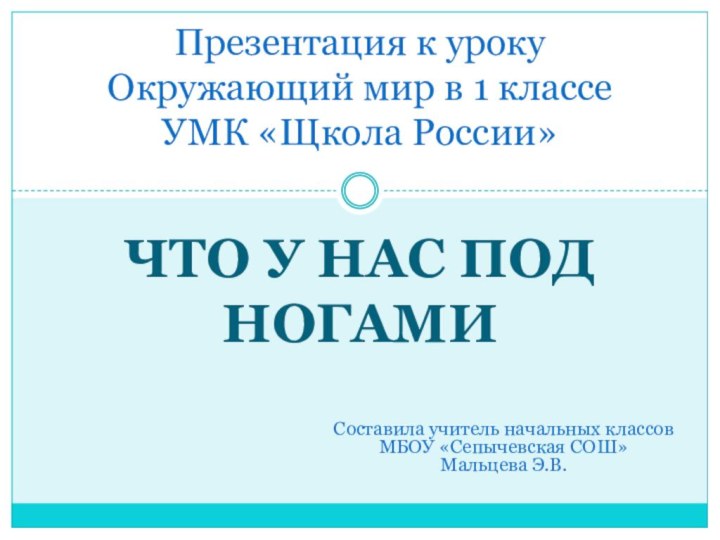 Что у нас под ногамиПрезентация к уроку Окружающий мир в 1 классе