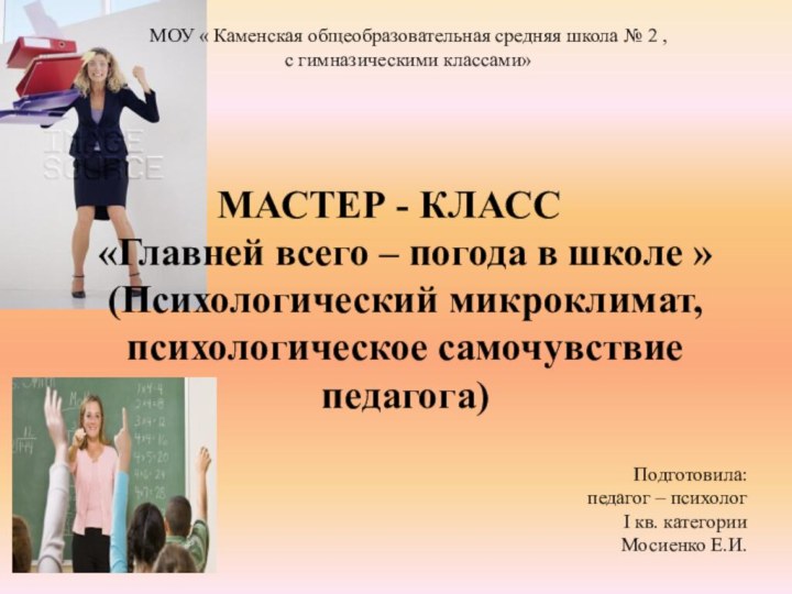 МОУ « Каменская общеобразовательная средняя школа № 2 , с гимназическими классами»Подготовила: