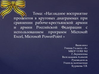 Наглядное восприятие процентов в круговых диаграммах при сравнении рабоче-крестьянской армии и армии Российской Федерации