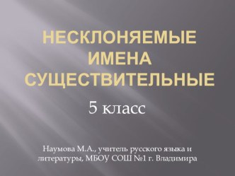 Презентация по русскому языку на тему Несклоняемые существительные (5 класс)