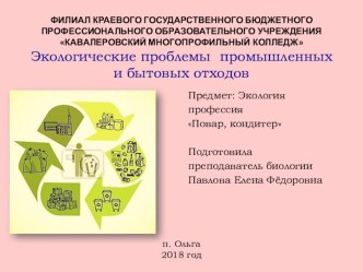 Презентация по экологии Экологические проблемы промышленных и бытовых отходов