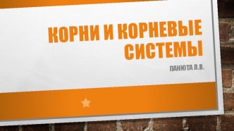 Урок, Презентация .Виды корней и типы корневых систем .