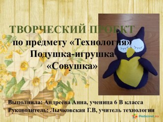 Творческий проект по технологии на тему Подушка-игрушка Совушка (6 класс)