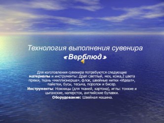 Презентация Изготовление сувенира Верблюд