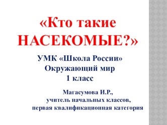 Презентация по окружающему миру на тему Кто такие насекомые? , 1 класс, УМК Школа России