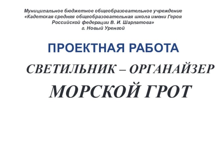 Муниципальное бюджетное общеобразовательное учреждение «Кадетская средняя общеобразовательная школа имени Героя Российской федерации