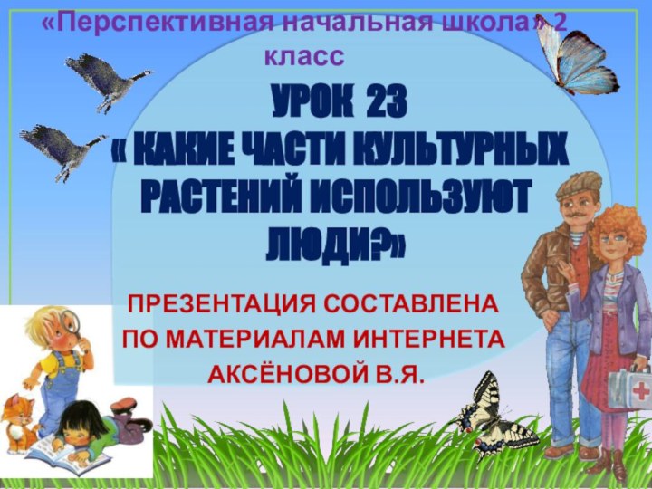 УРОК 23  « КАКИЕ ЧАСТИ КУЛЬТУРНЫХ РАСТЕНИЙ ИСПОЛЬЗУЮТ ЛЮДИ?» ПРЕЗЕНТАЦИЯ