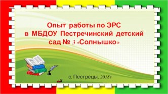 Опыт работы по ЭРС в МБДОУ Пестречинский детский сад № 3 Солнышко