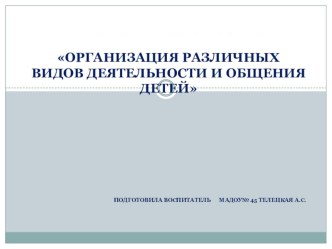 Организация различных видов деятельности и общения детей