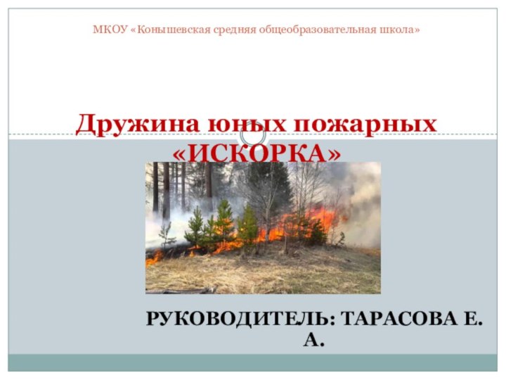 Руководитель: Тарасова Е.А.   МКОУ «Конышевская средняя общеобразовательная школа»