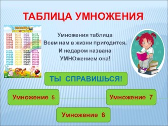 Тренажёр Таблица умножения на 5,6,7