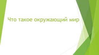 Презентация по окружающему миру Что такое окружающий мир?